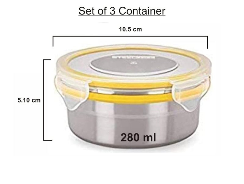 Sensimon Fullmeal Tiffin Box 3 Stainless Steel Lunch Container Leakproof Microwave Airtight Leakproof lid Containers for Kids and Adult Assorted Color 3 Container - Image 2