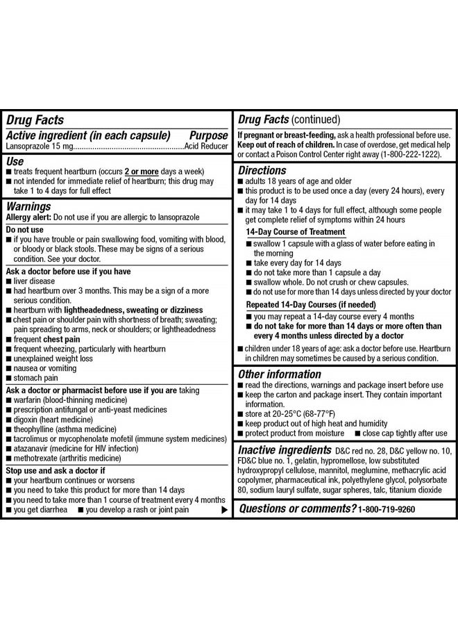Kirkland Lansoprazole Delayed-Release Total 42 Capsules, Blue,14 Count (Pack of 3)