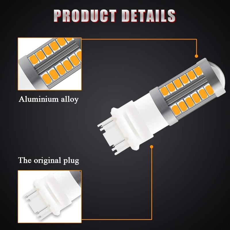 Sidaqi 2pcs Amber 3157 LED Turn Signal Bulbs - Image 4