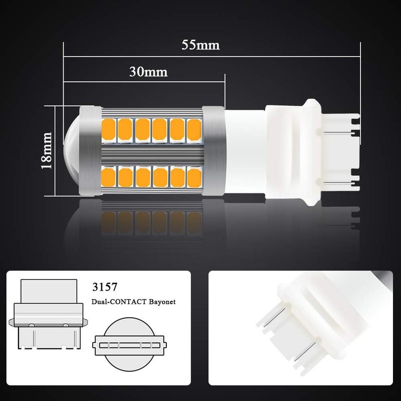 Sidaqi 2pcs Amber 3157 LED Turn Signal Bulbs - Image 2