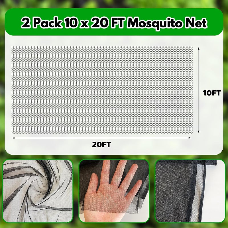 Alaeseje 2 Pack 10 x 20FT Mosquito Net,Garden Mesh Netting Barrier,Balcony Privacy Screen Plant Covers for Patio Vegetables Fruits Flowers Protection - Image 2