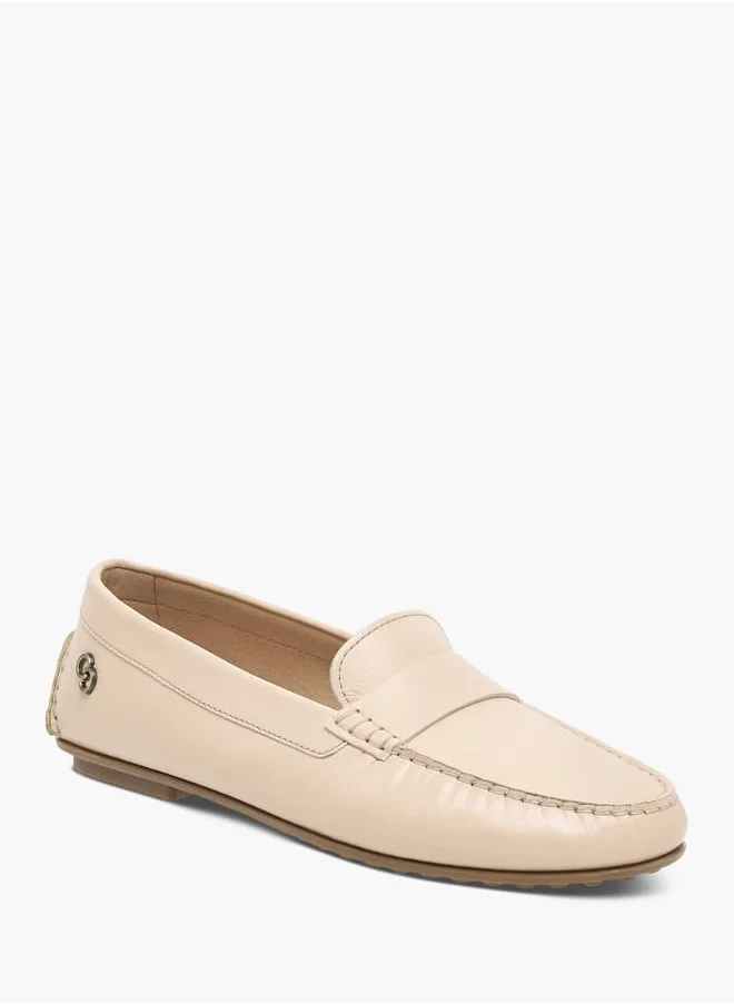 سيليست Women's Logo Accent Leather Slip-On Loafers