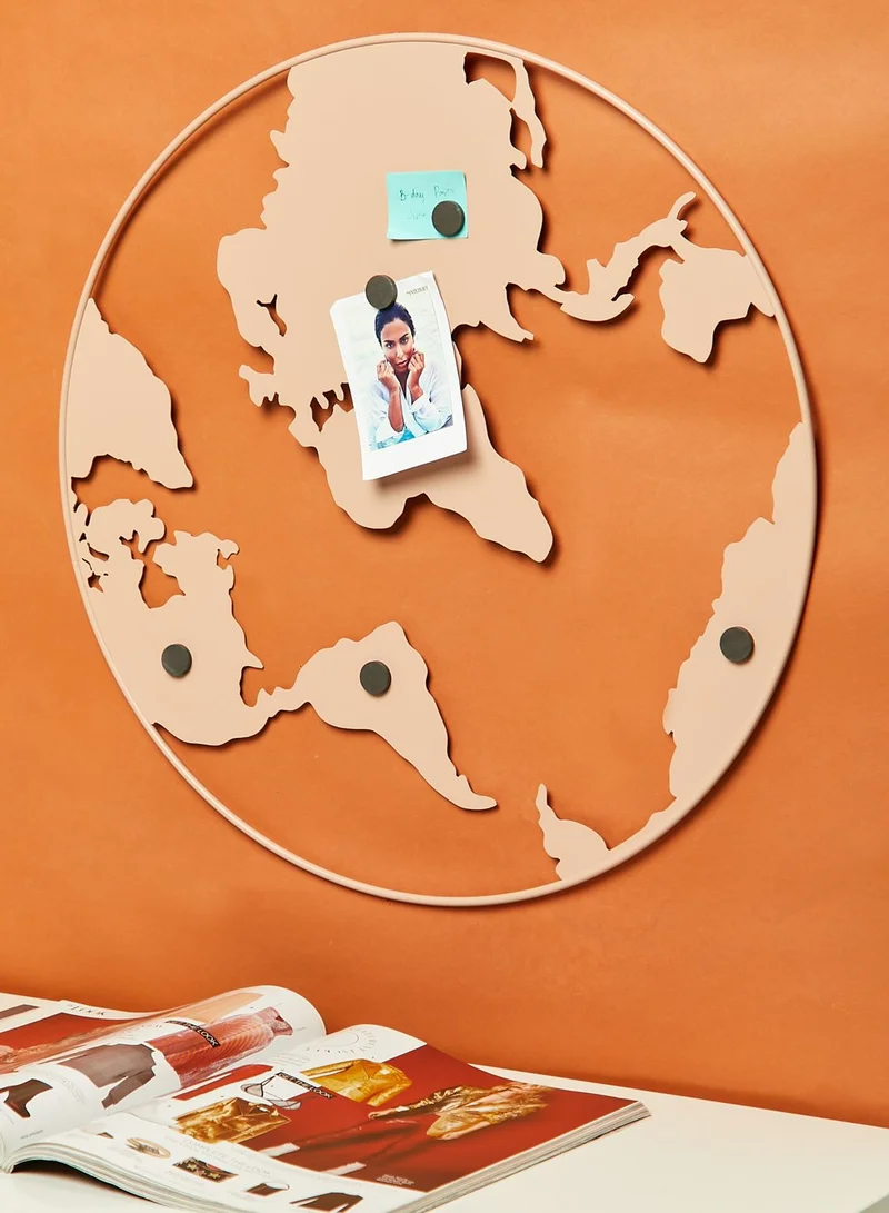 present time Light Pink World Map Memo Board