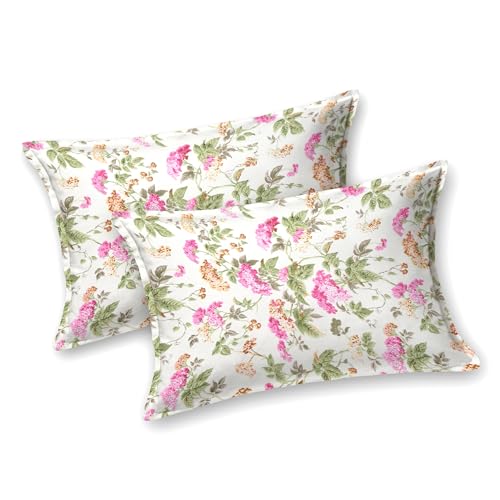 DE CAMA Since 1997 | 100% Cotton 300 TC Premium King Size Bedsheet for Double Bed (90 x 108 Inch) with 2 Pillow Covers Set (17 x 27 Inch) Hand Block Printed Bedsheet Set - Aura of Pink Flowers - Image 3