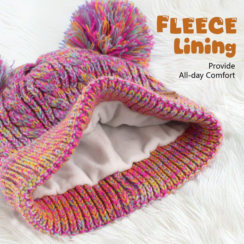 HONGTEYA Kids Winter Hat Gloves Scarf Set (Rainbow Mix, 9-15 Years) - Image 3