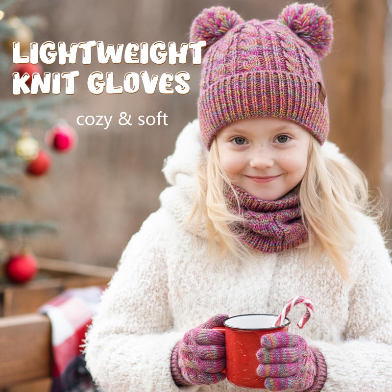HONGTEYA Kids Winter Hat Gloves Scarf Set (Rainbow Mix, 9-15 Years) - Image 5