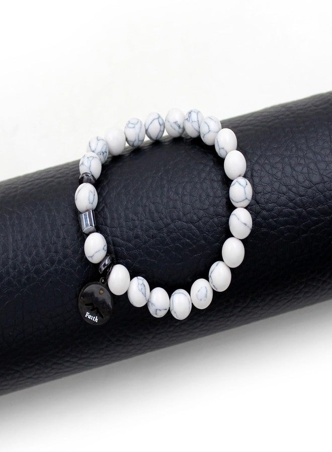 Tobestu Christian Faith Jewelry Mountain Mustard Seed Spiritual Bracelets for Women | 8mm White Turquoise Beaded Bracelet for Prayer | Y4107 - Image 4