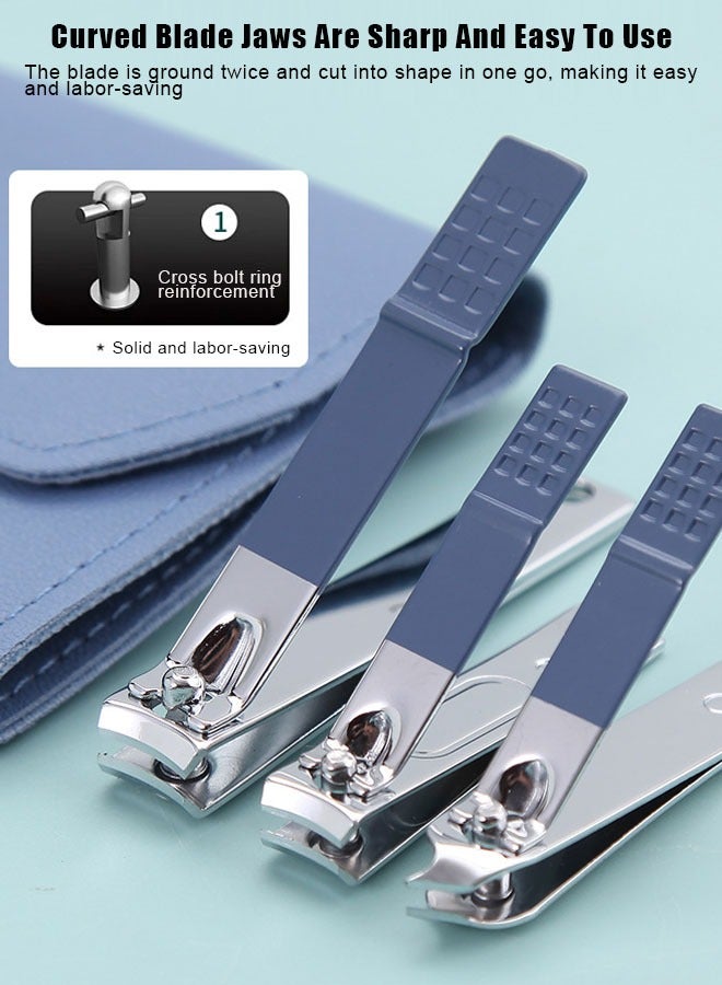 Super ZYouth 16 Piece Professional Pedicure and Nail Clipper Manicure Tool Set for Face Hand and Foot Care Blue - Image 2