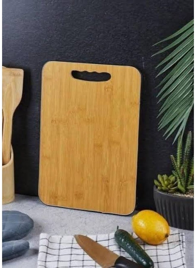Natural bamboo wooden kitchen cutting board with handle - Image 3