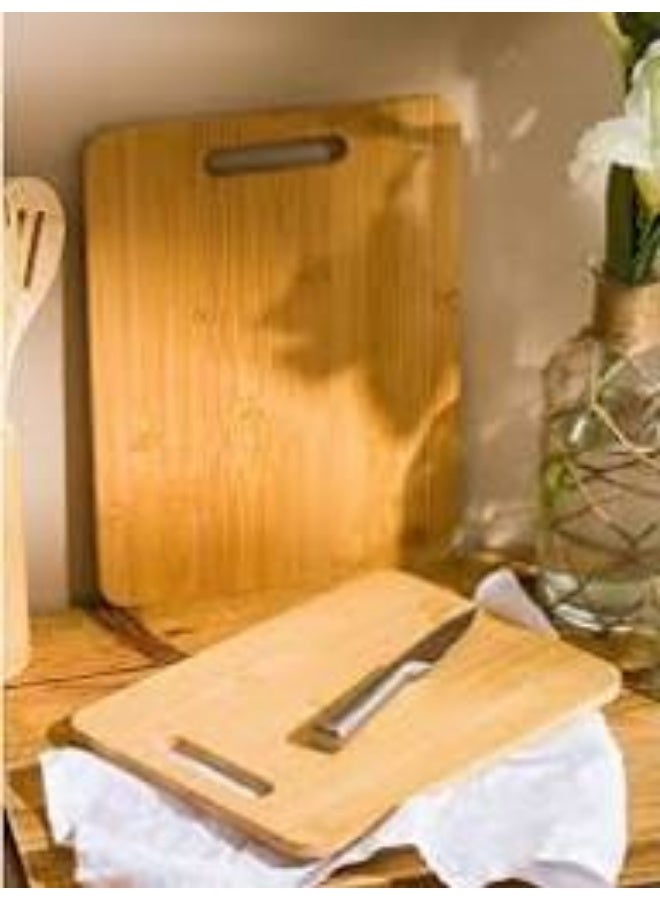 Natural bamboo wooden kitchen cutting board with handle - Image 2