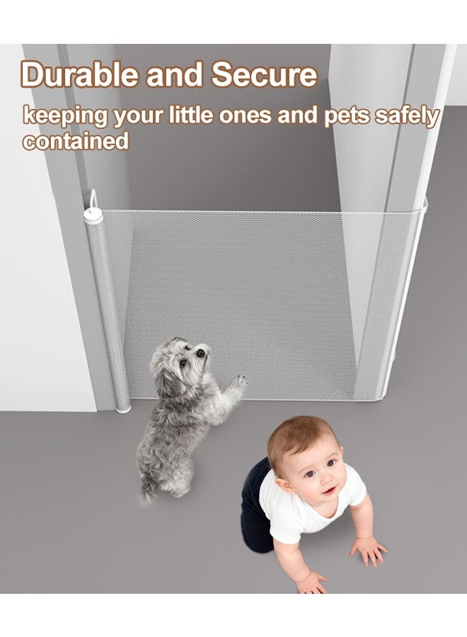 Gerenic Retractable Baby Gate,Extra-Wide Mesh Safety Gate for Babies,Toddlers and Pets, Baby Gate for Smooth Wall No Drilling,Portable Easy Install Baby Gate,Adjustable Kids Safety Barrier for Kitchen, Stairs, Indoor & Outdoor ,White - Image 5