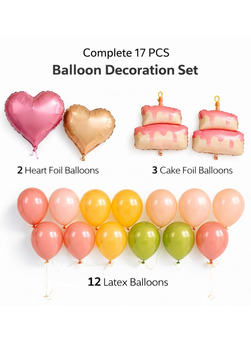 Sportify The Brand 17 PCS Birthday Balloon Decoration Set – Cake Foil Balloons, Heart Shape Balloons & Latex Balloons Kit for Kids, Birthday, Party Decorations, Anniversary & Celebration Supplies - Multicolour - Image 2