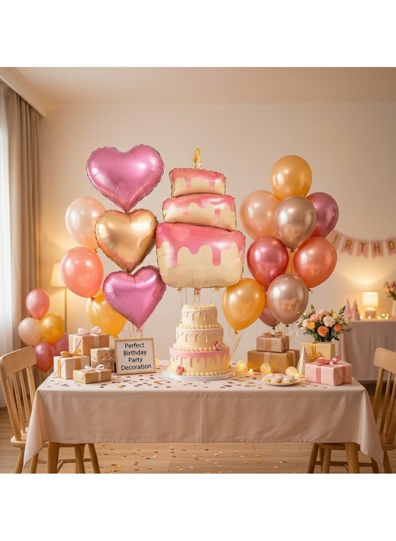 Sportify The Brand 17 PCS Birthday Balloon Decoration Set – Cake Foil Balloons, Heart Shape Balloons & Latex Balloons Kit for Kids, Birthday, Party Decorations, Anniversary & Celebration Supplies - Multicolour - Image 3