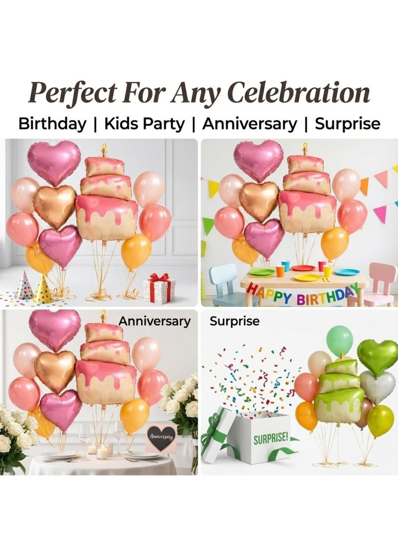 Sportify The Brand 17 PCS Birthday Balloon Decoration Set – Cake Foil Balloons, Heart Shape Balloons & Latex Balloons Kit for Kids, Birthday, Party Decorations, Anniversary & Celebration Supplies - Multicolour - Image 4