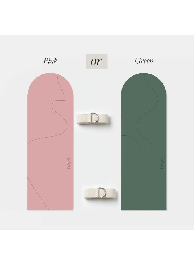 Noya Arch Series TPE Yoga Mat 6mm, 183x61cm, Non-Slip Dual Layer, 800g Lightweight + Strap. Pilates Mat & Gym Mat for Home Gym, Fitness, Yoga Training/Floor Mat, Available in Pink or Green Color