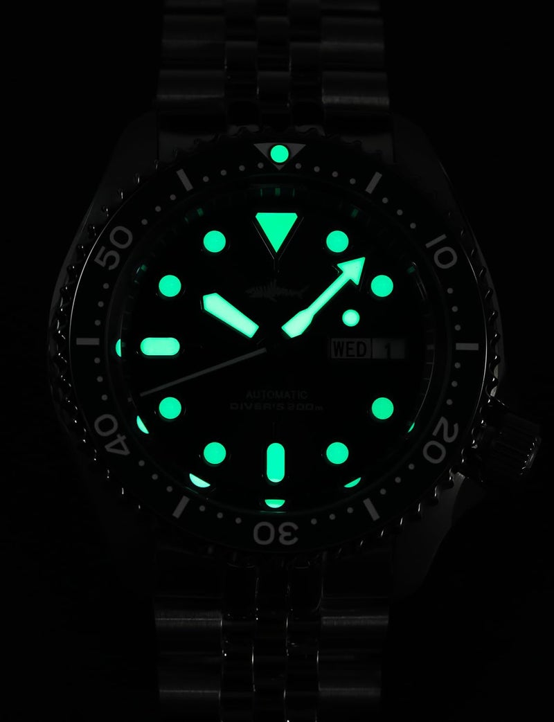 TACTICAL FROG Heimdallr Mens Automatic Watch, SKX007 Dive Watches for Men, NH36A Movement C3 Luminous, 200 Meter Water Resistant, (Blue 5link) - Image 5