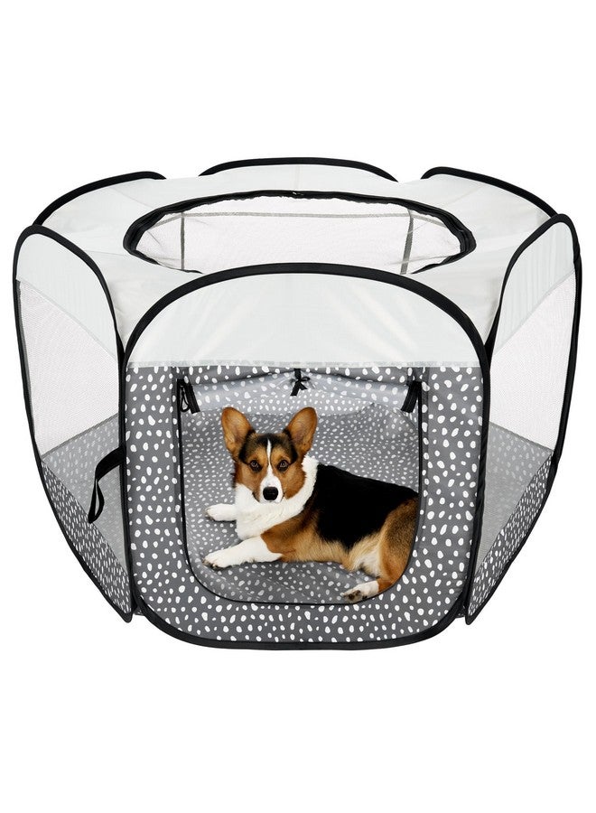 خيمة قطط قابلة للطي للعب الكلاب والقطط من فورهافن، مناسبة للاستخدام الداخلي والخارجي، قابلة للطي، قفص بسحاب للجراء - لون رمادي بيبلز، كبير - Image 1