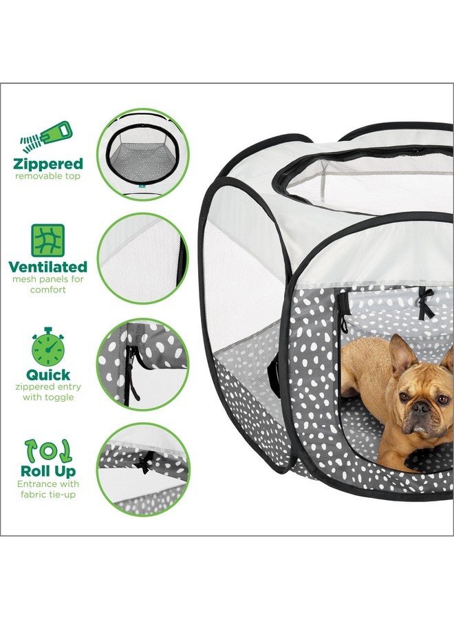 خيمة قطط قابلة للطي للعب الكلاب والقطط من فورهافن، مناسبة للاستخدام الداخلي والخارجي، قابلة للطي، قفص بسحاب للجراء - لون رمادي بيبلز، كبير - Image 3