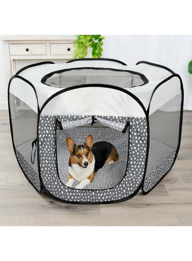 خيمة قطط قابلة للطي للعب الكلاب والقطط من فورهافن، مناسبة للاستخدام الداخلي والخارجي، قابلة للطي، قفص بسحاب للجراء - لون رمادي بيبلز، كبير - Image 2