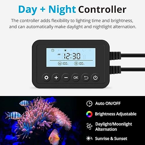 NICREW 24W Saltwater Aquarium Light, Marine LED Reef Light for Corals, Programmable Timer Controller, 24 to 30-Inch - Image 2