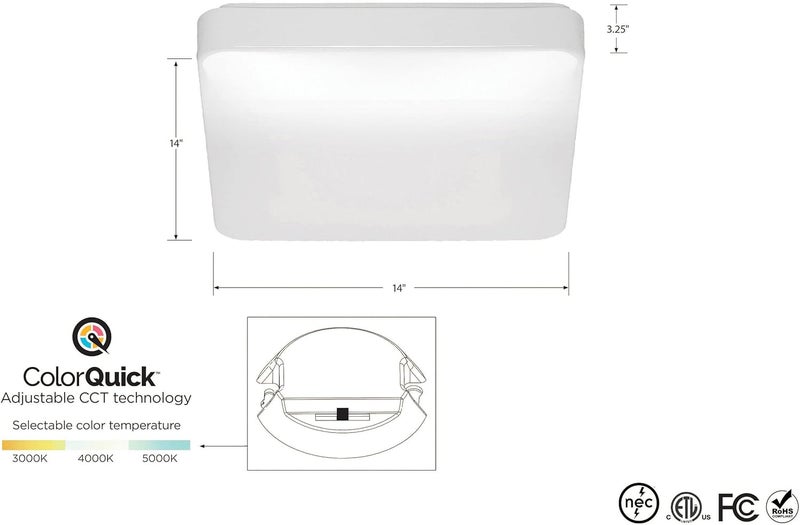 Nuvo 621217 Color TemperatureSelectable LED Flush Mount Ceiling Light With Motion Sensor White 14Inch Square - Image 3