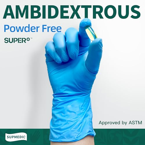 Supmedic Vinyl Disposable Exam Gloves, 4 Mil Powder-Free Latex-Free Food Grade Cooking Cleaning Medical Glove, Blue 100 Pcs (Small) - Image 3