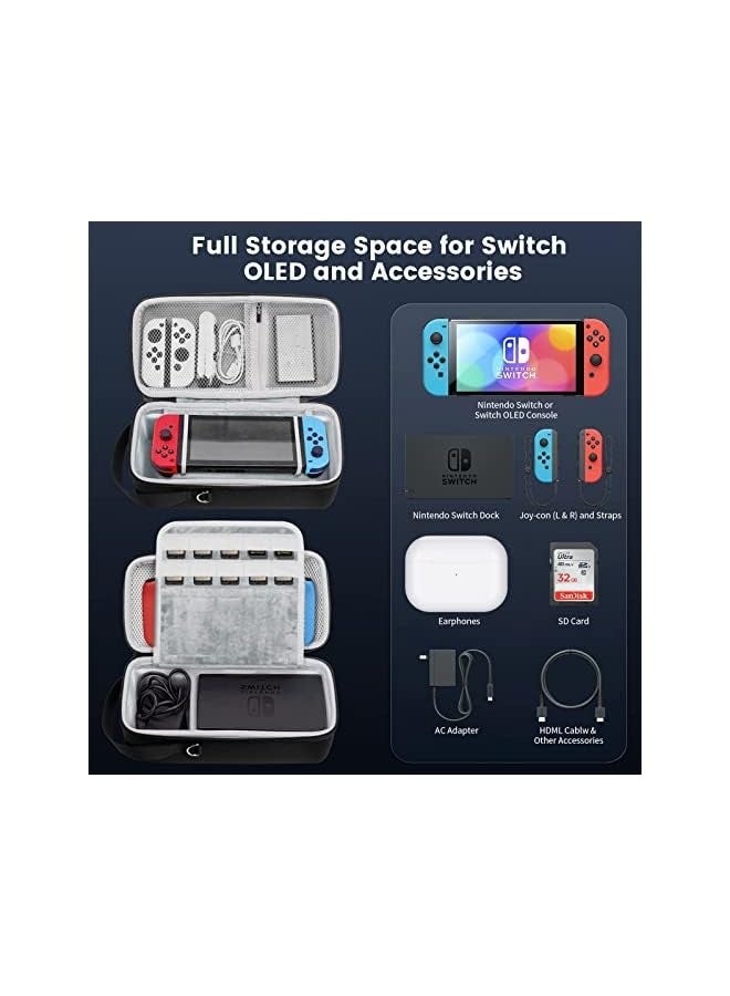 PROMASS Nintendo Switch OLED Carrying Case, Switch OLED Accessories Travel Storage Case Pouch, Deluxe Hard Shell Carrying Case for Nintendo Switch Console, Dock & Accessories - Image 2
