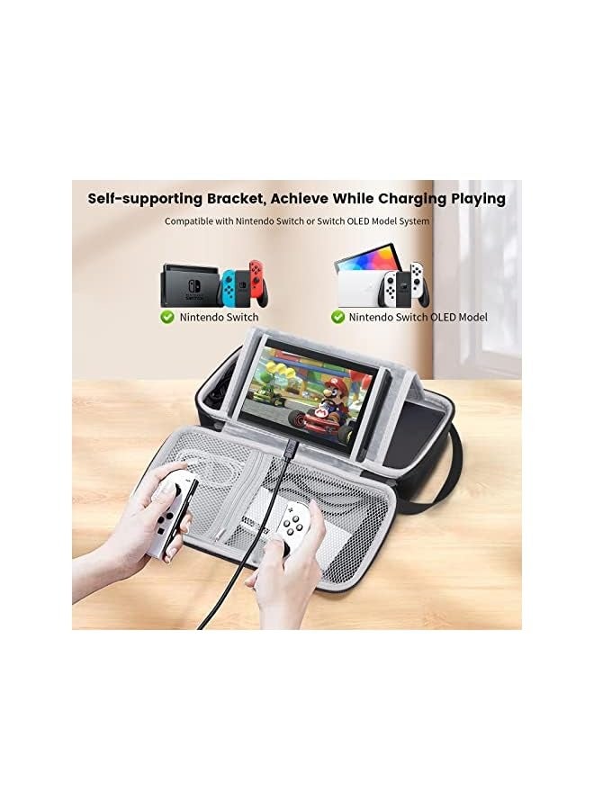 PROMASS Nintendo Switch OLED Carrying Case, Switch OLED Accessories Travel Storage Case Pouch, Deluxe Hard Shell Carrying Case for Nintendo Switch Console, Dock & Accessories - Image 3