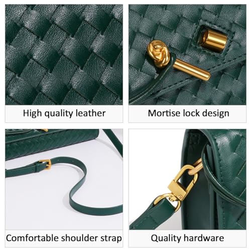 JYG Woven Handbag for Women Fashion Evening Shoulder Bag PU Leather Handmade Clutch Purse Beige Casual Crossbody Bags 2024 - Image 2