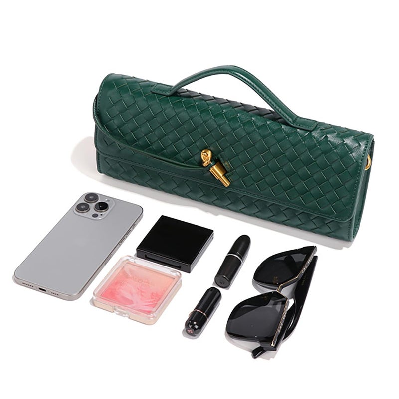 JYG Woven Handbag for Women Fashion Evening Shoulder Bag PU Leather Handmade Clutch Purse Beige Casual Crossbody Bags 2024 - Image 4