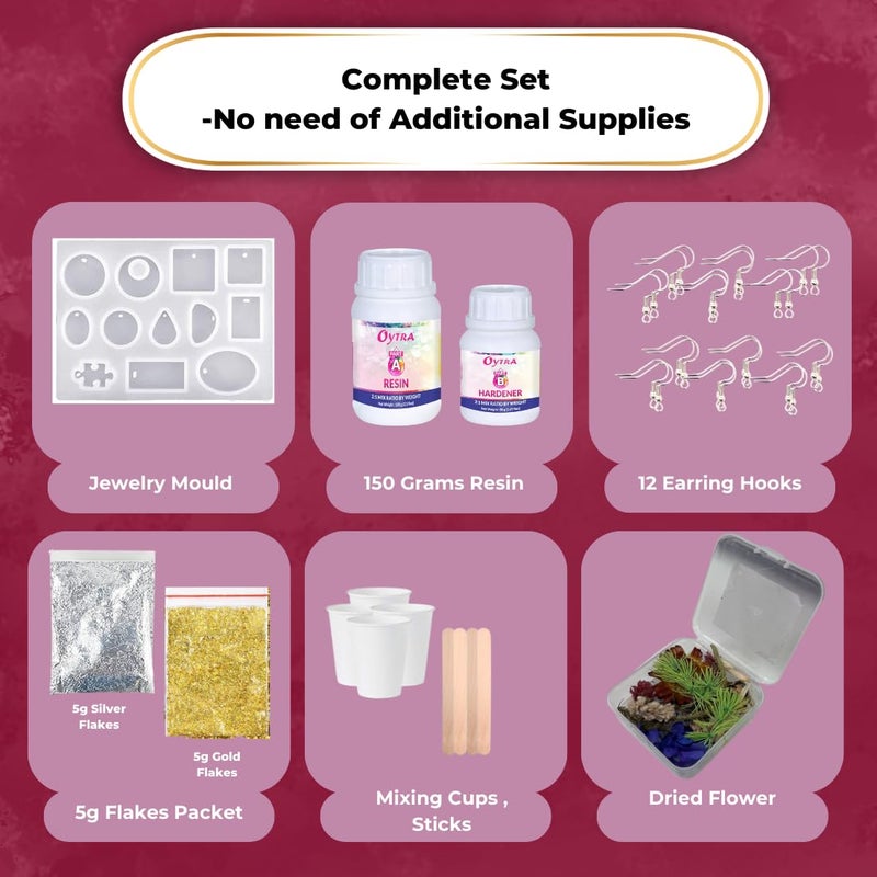 Oytra Oytra Resin Art Kit With Moulds And Tools Dried Flowers For Jewellery Making Materials Diy Floral Earrings Silicone Mold Craft Supplies For Beginners Adults Artists Professionals, Multicolor  - Image 2