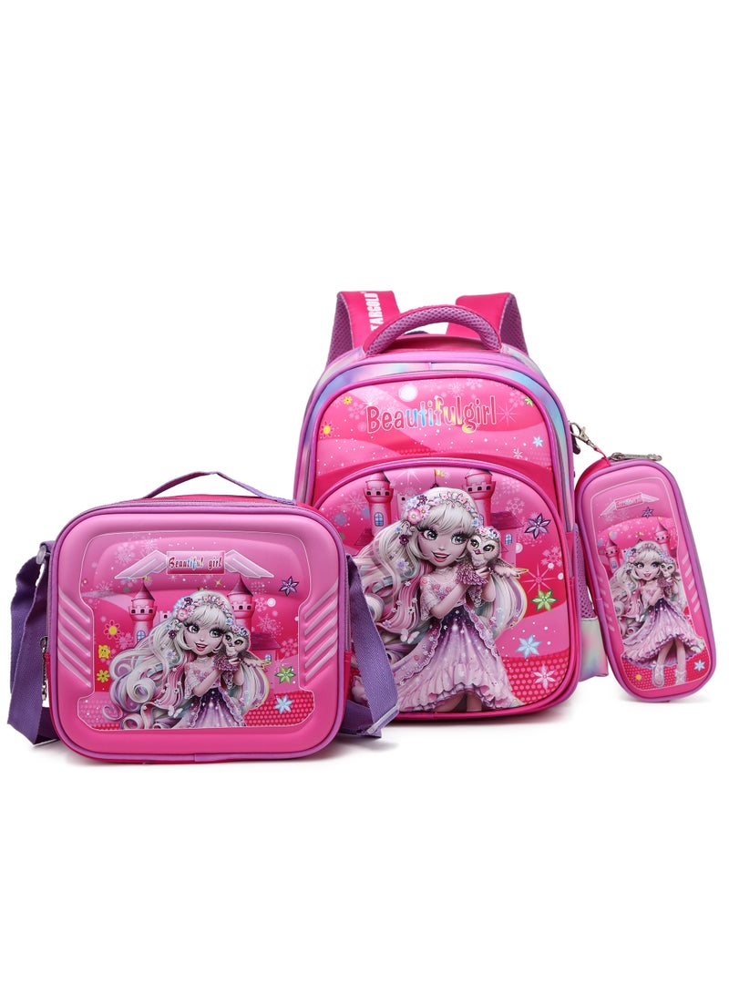 Stargold Baby Backpack 3Pcs Combo For Baby Girl With Adjustable Strap For School 14 Inch  - Image 1