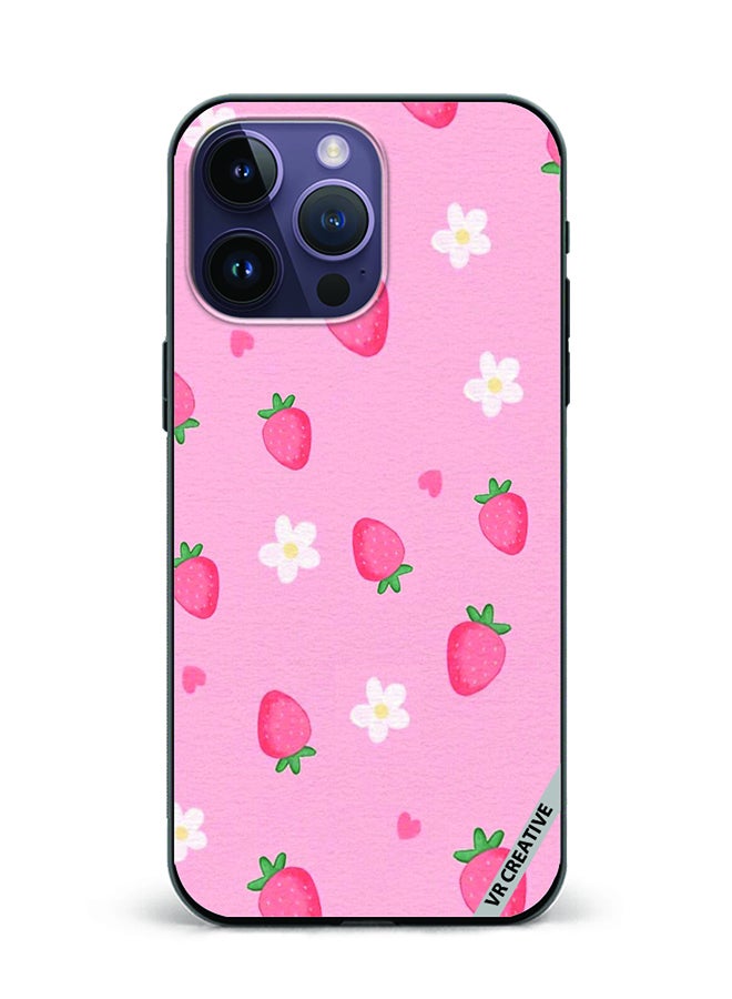 Protective Case Cover For Apple iPhone 16 Pro Max Strawberry Design Multicolour
