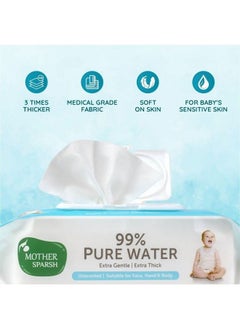 Mother Sparsh 99% Pure Water Baby Wipes Pack Of 3 (40 X 3 Wipes) ; Travel Friendly Pack Made With Plant Based Fabric  - Image 3