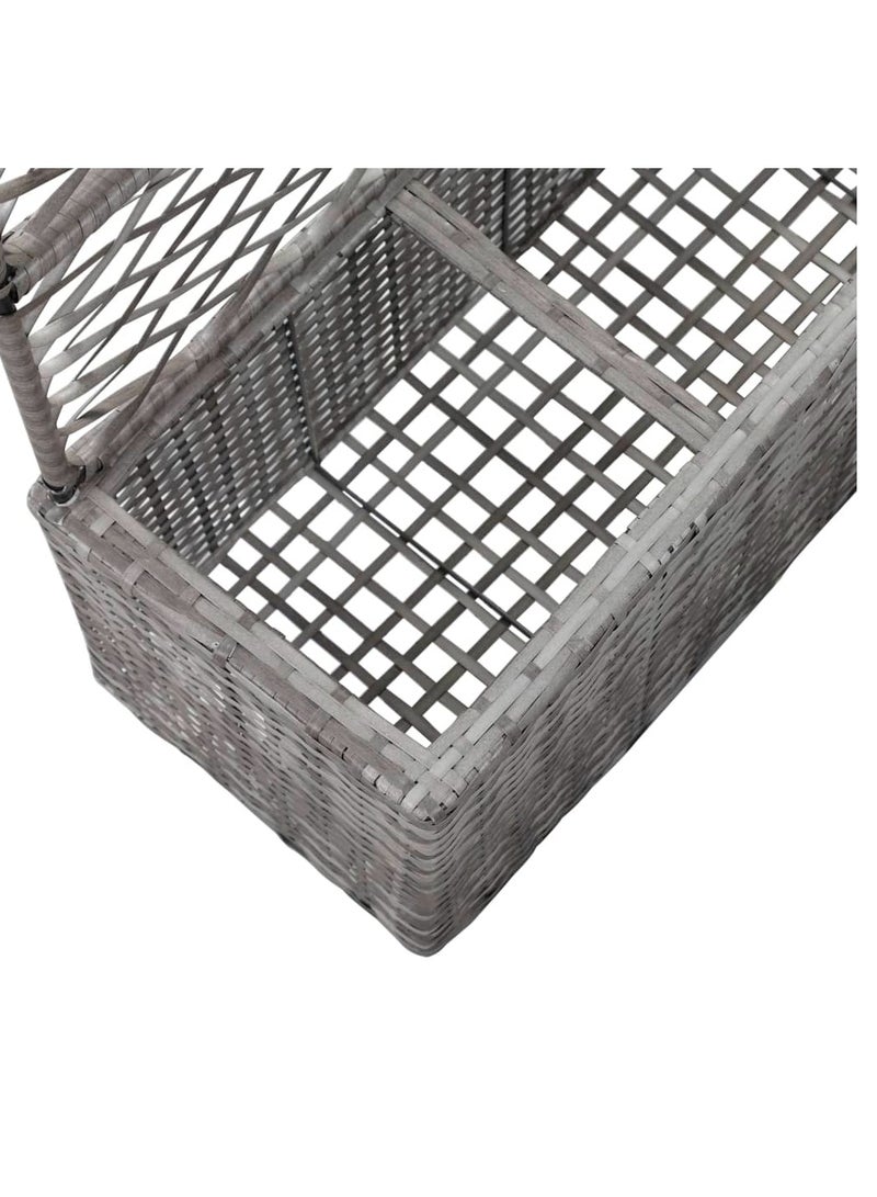 سرير مرتفع مع 3 أوعية 83x30x130 سم من البولي راتان الرمادي