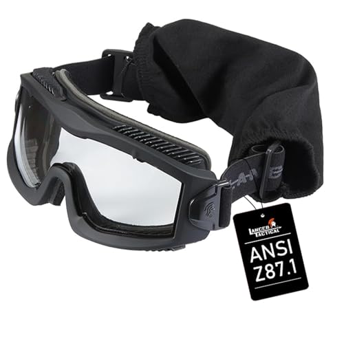 Lancer Tactical AERO Airsoft Tactical Safety Goggles -3mm Dual Pane Lens, Anti-Fog Glasses for Hunting and Cycling-One Len (Black) - Image 1