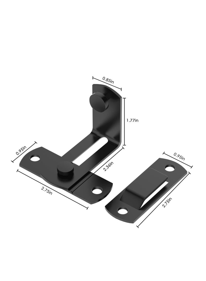 Excefore Barn Door Lock with 90 Degree Stainless Steel Right Angle Buckle Gate Latch for Sliding Door Black(2 Pack)  - Image 4