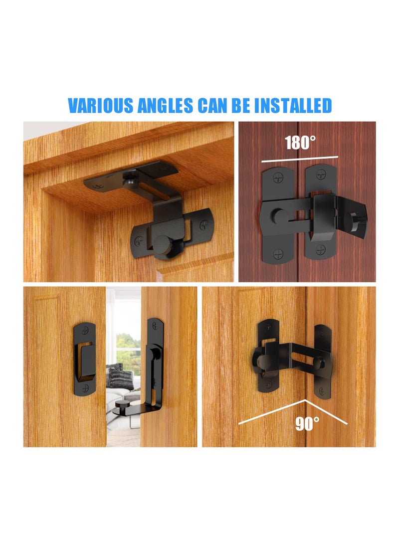 Excefore Barn Door Lock with 90 Degree Stainless Steel Right Angle Buckle Gate Latch for Sliding Door Black(2 Pack)  - Image 3