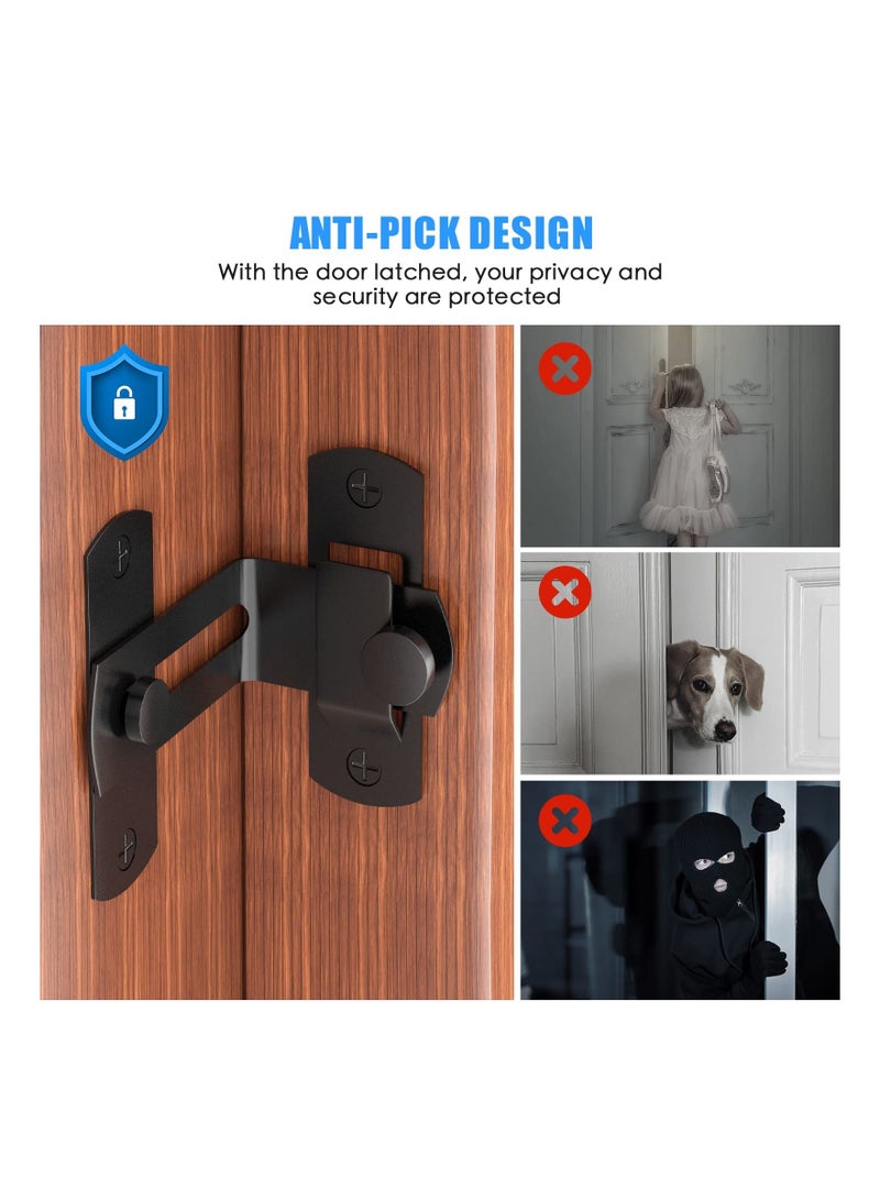 Excefore Barn Door Lock with 90 Degree Stainless Steel Right Angle Buckle Gate Latch for Sliding Door Black(2 Pack)  - Image 2