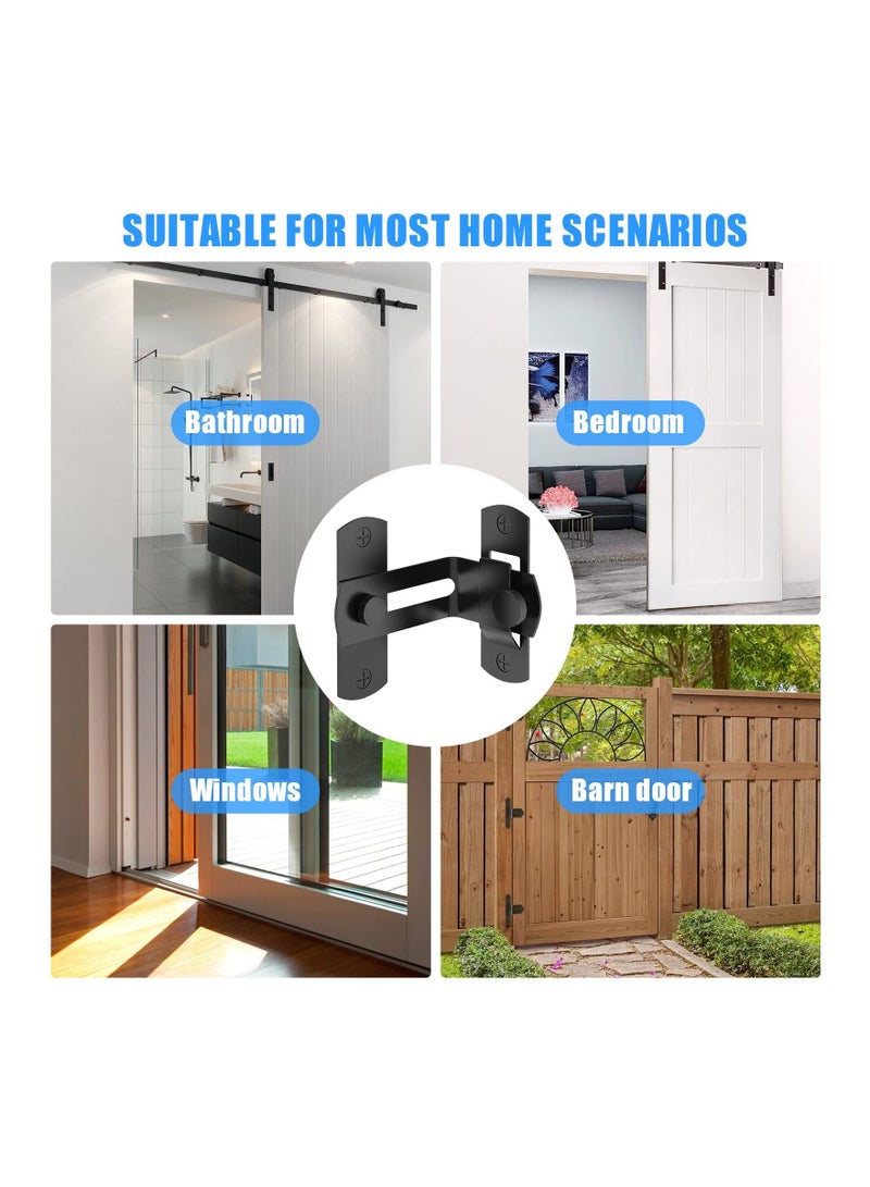 Excefore Barn Door Lock with 90 Degree Stainless Steel Right Angle Buckle Gate Latch for Sliding Door Black(2 Pack)  - Image 5