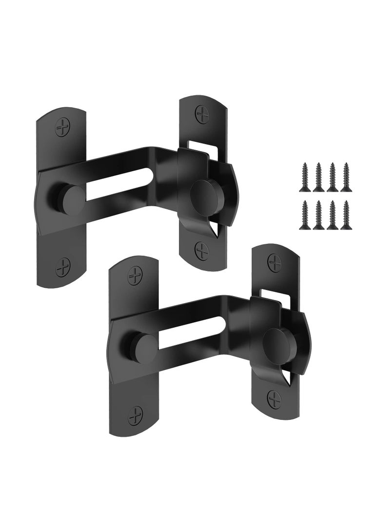 Excefore Barn Door Lock with 90 Degree Stainless Steel Right Angle Buckle Gate Latch for Sliding Door Black(2 Pack)  - Image 1