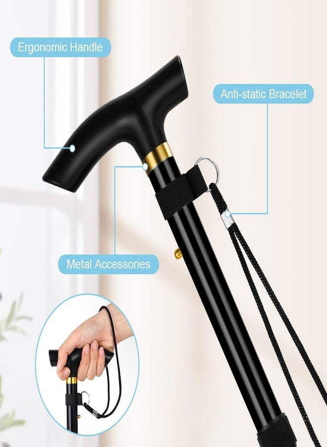 Flintronic Walking Stick, Folding Walking Stick, Adjustable Folding Walking Sticks, Collapsible Lightweight Flexible Stick, Comfortable Grip Durable Mobility Aid for Men Women, Black - Image 4