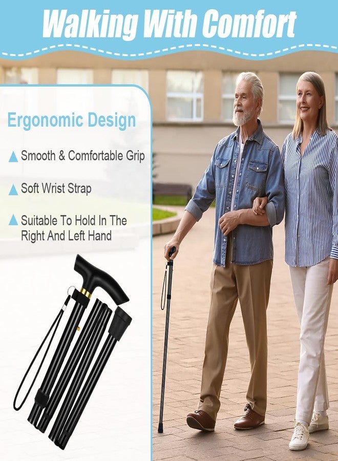 Flintronic Walking Stick, Folding Walking Stick, Adjustable Folding Walking Sticks, Collapsible Lightweight Flexible Stick, Comfortable Grip Durable Mobility Aid for Men Women, Black - Image 5