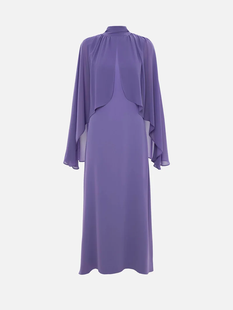 ليتشي Maxi dress with voluminous sleeves and bow at the neck