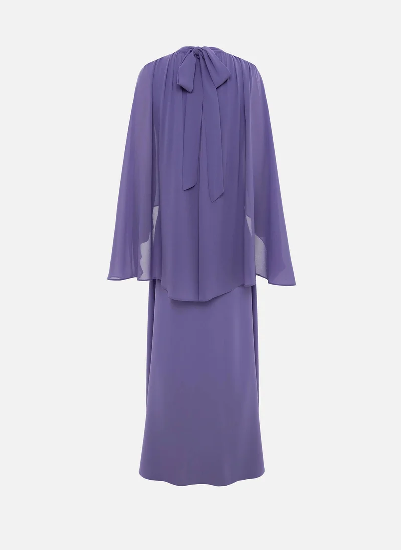 Lichi  Maxi dress with voluminous sleeves and bow at the neck for Women | Best Price UAE