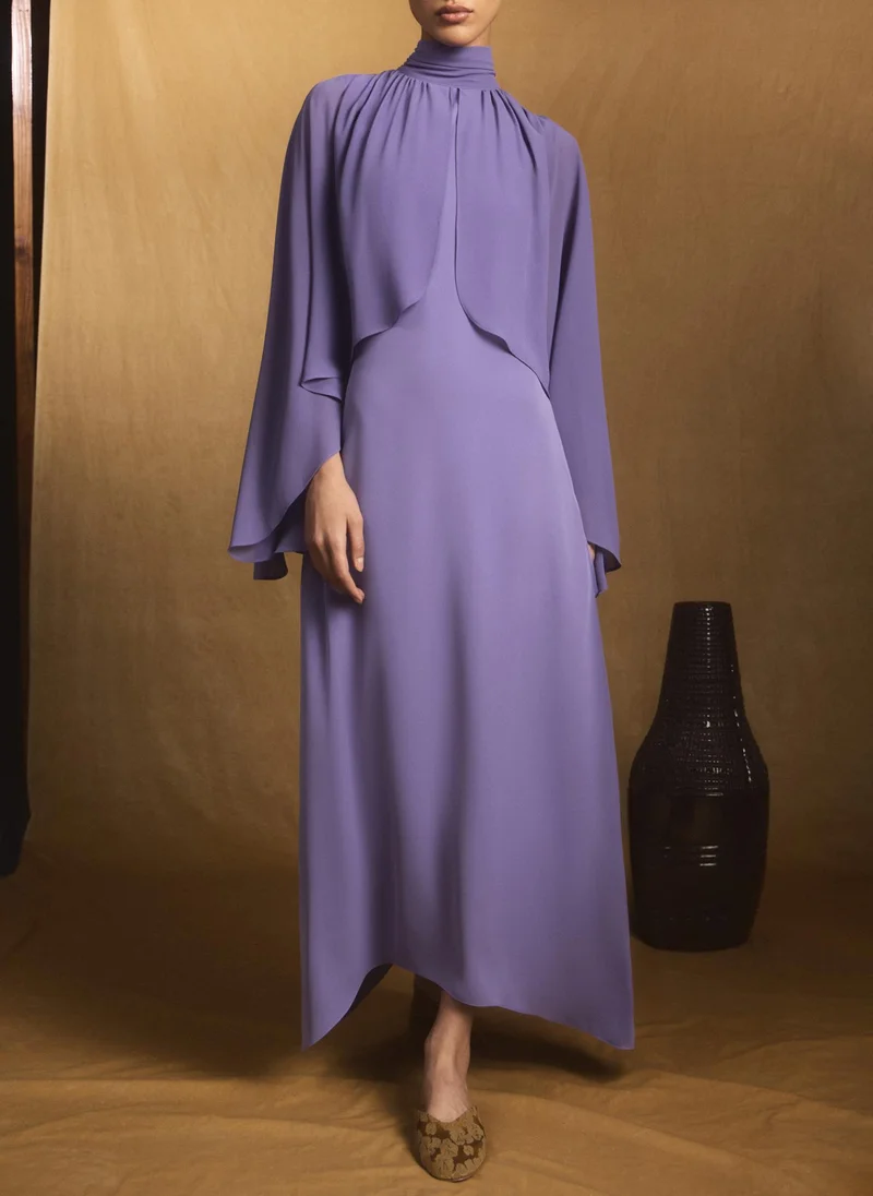Lichi  Maxi dress with voluminous sleeves and bow at the neck for Women | Best Price UAE