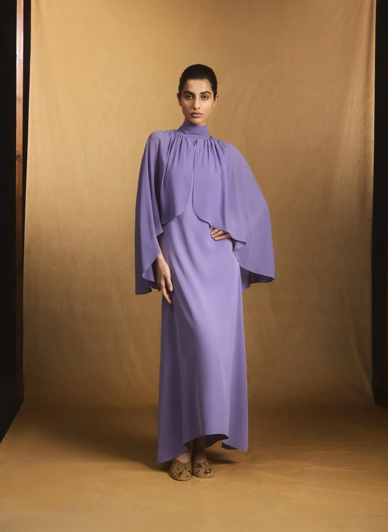 Lichi  Maxi dress with voluminous sleeves and bow at the neck for Women | Best Price UAE