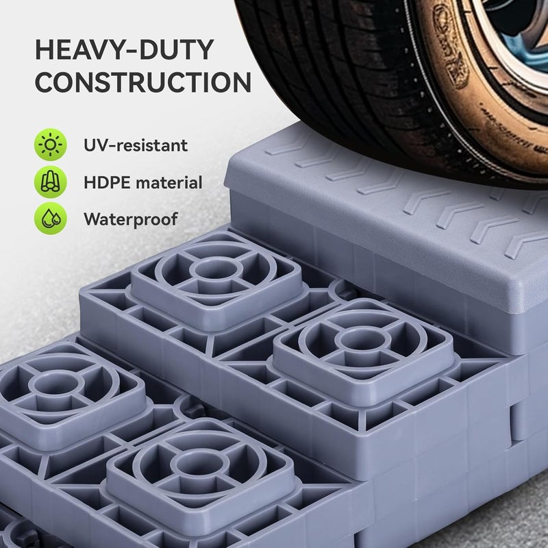 RVMATE RV Leveling Blocks 12 Pack, Heavy Duty Camper Leveling Blocks, Leveling Blocks for RVs, Reduce Trailer Movement, Trailer Leveling Blocks Great for Single and Dual Wheels, Grey - Image 5