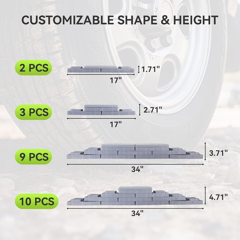 RVMATE RV Leveling Blocks 12 Pack, Heavy Duty Camper Leveling Blocks, Leveling Blocks for RVs, Reduce Trailer Movement, Trailer Leveling Blocks Great for Single and Dual Wheels, Grey - Image 4