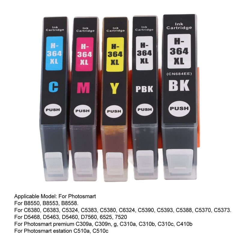 Clear Fadeless Print Ink Cartridge for Photosmart B8550 B8553 B8558 C6380 C6383 5 Colors - Image 3